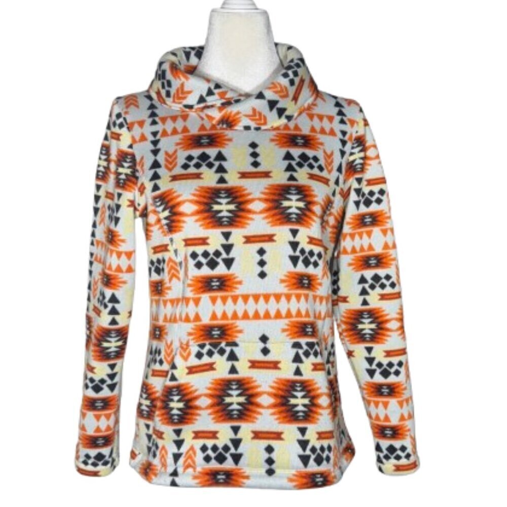 Wooly Bully Wear Aztec Southwestern Orange Yellow White Pullover Small
